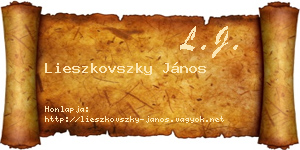 Lieszkovszky János névjegykártya